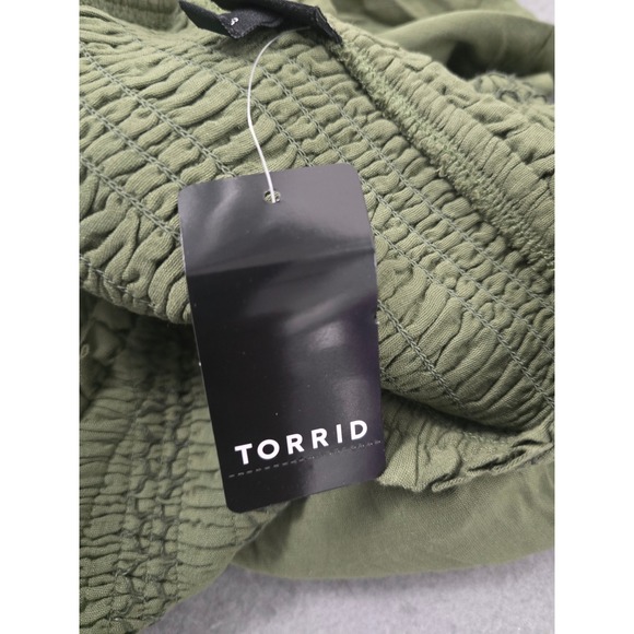 Torrid Smocked Tube Top Olive Green Strapless Plus Size 3 3X Size 22-24 boho - Picture 7 of 7